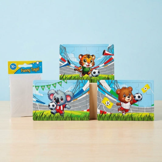 Football Animals Mini Jigsaw Puzzle 12 Pieces 8.5 x 12 cm - studio photo