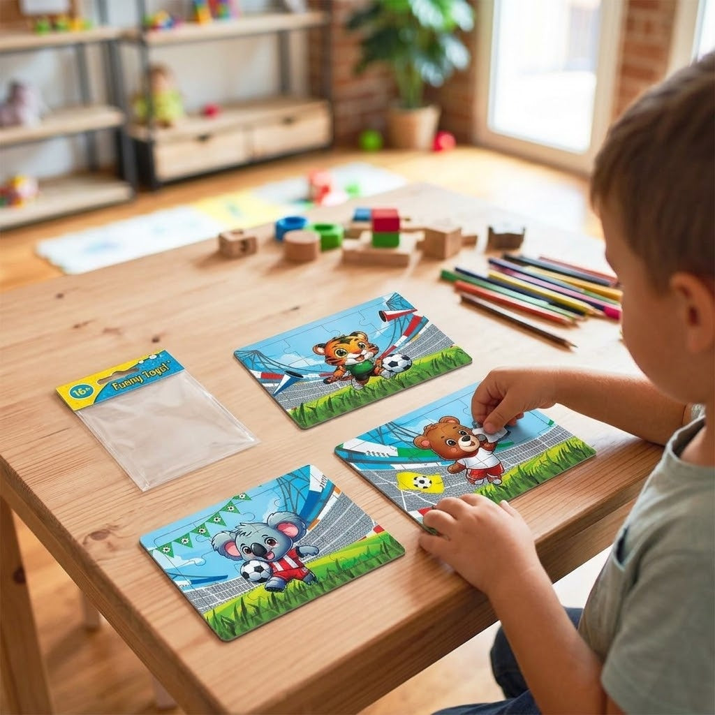 Football Animals Mini Jigsaw Puzzle 12 Pieces 8.5 x 12 cm - lifestyle photo