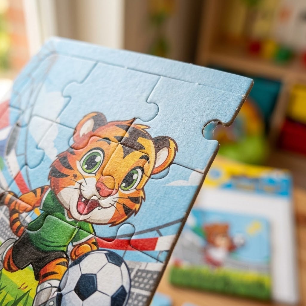 Football Animals Mini Jigsaw Puzzle 12 Pieces 8.5 x 12 cm - close-up