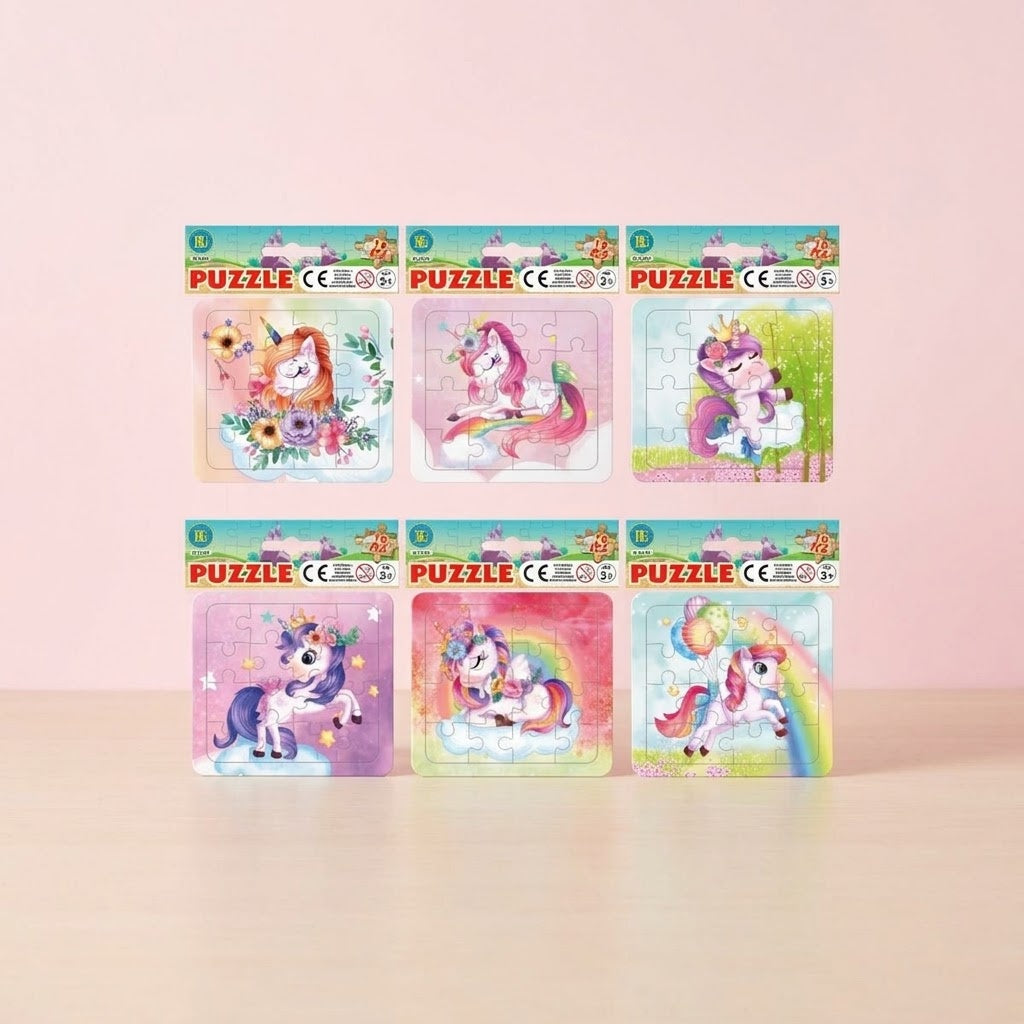 Unicorn Mini Jigsaw Puzzle 12 x 13 cm Party Favour - studio photo