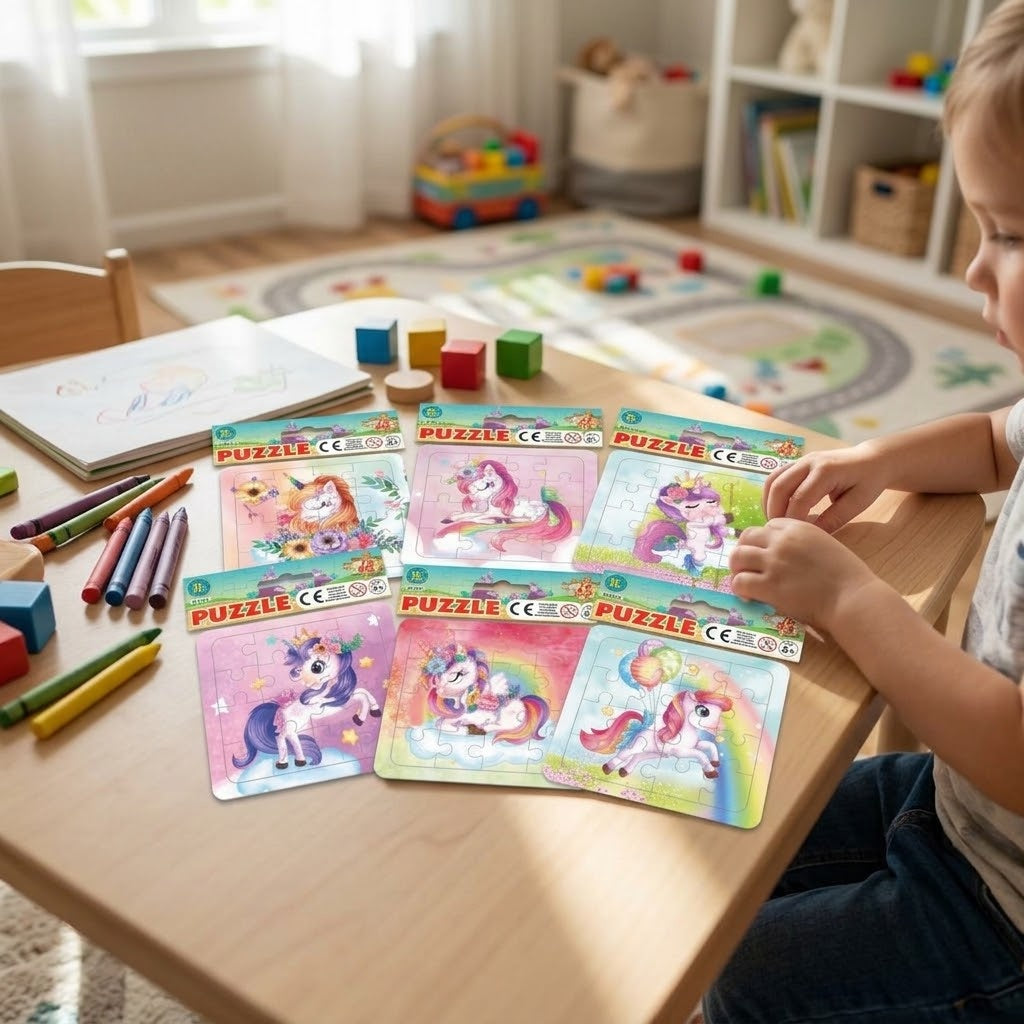 Unicorn Mini Jigsaw Puzzle 12 x 13 cm Party Favour - lifestyle photo