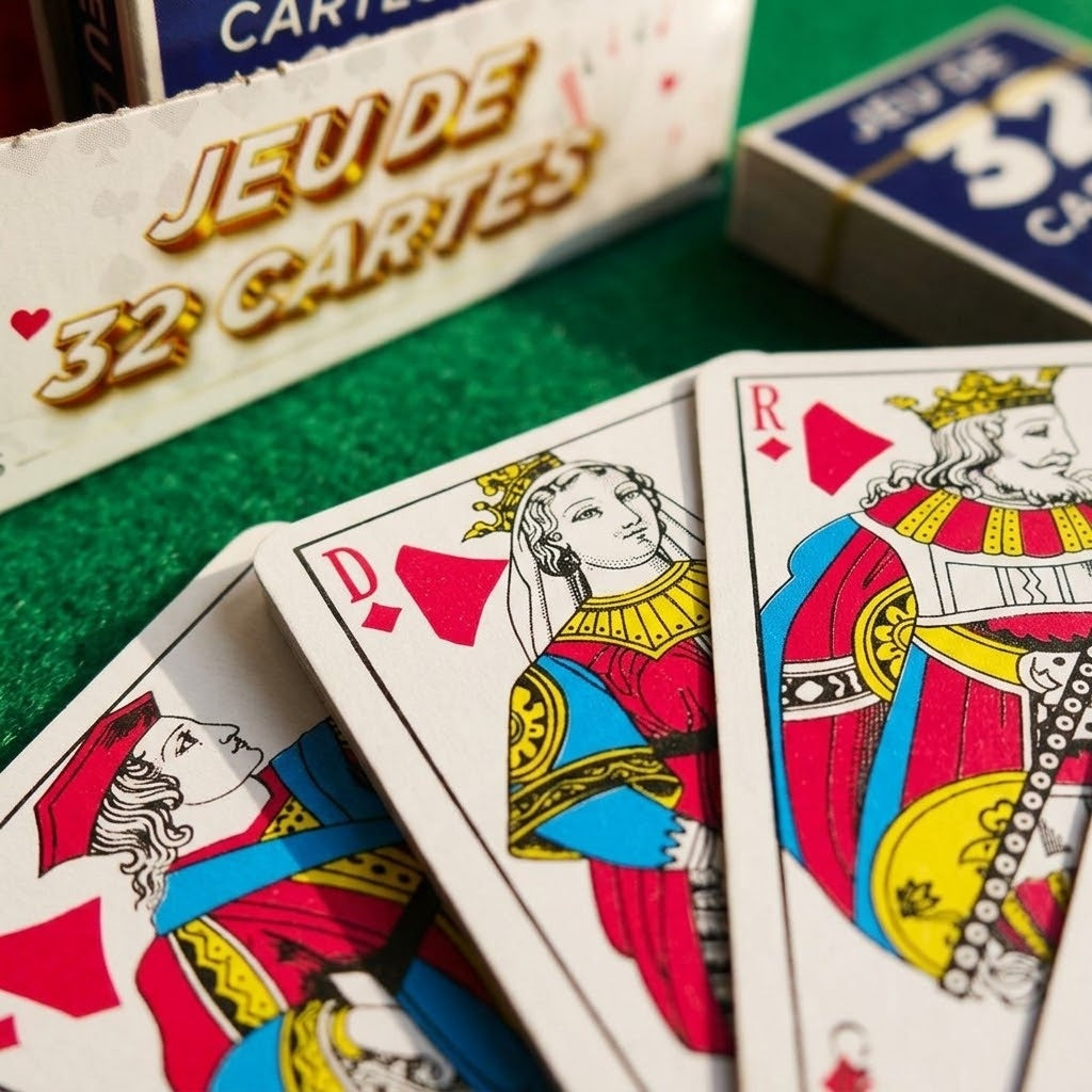 Playing Cards Deck of 32 with Case Belote Card Game - close-up