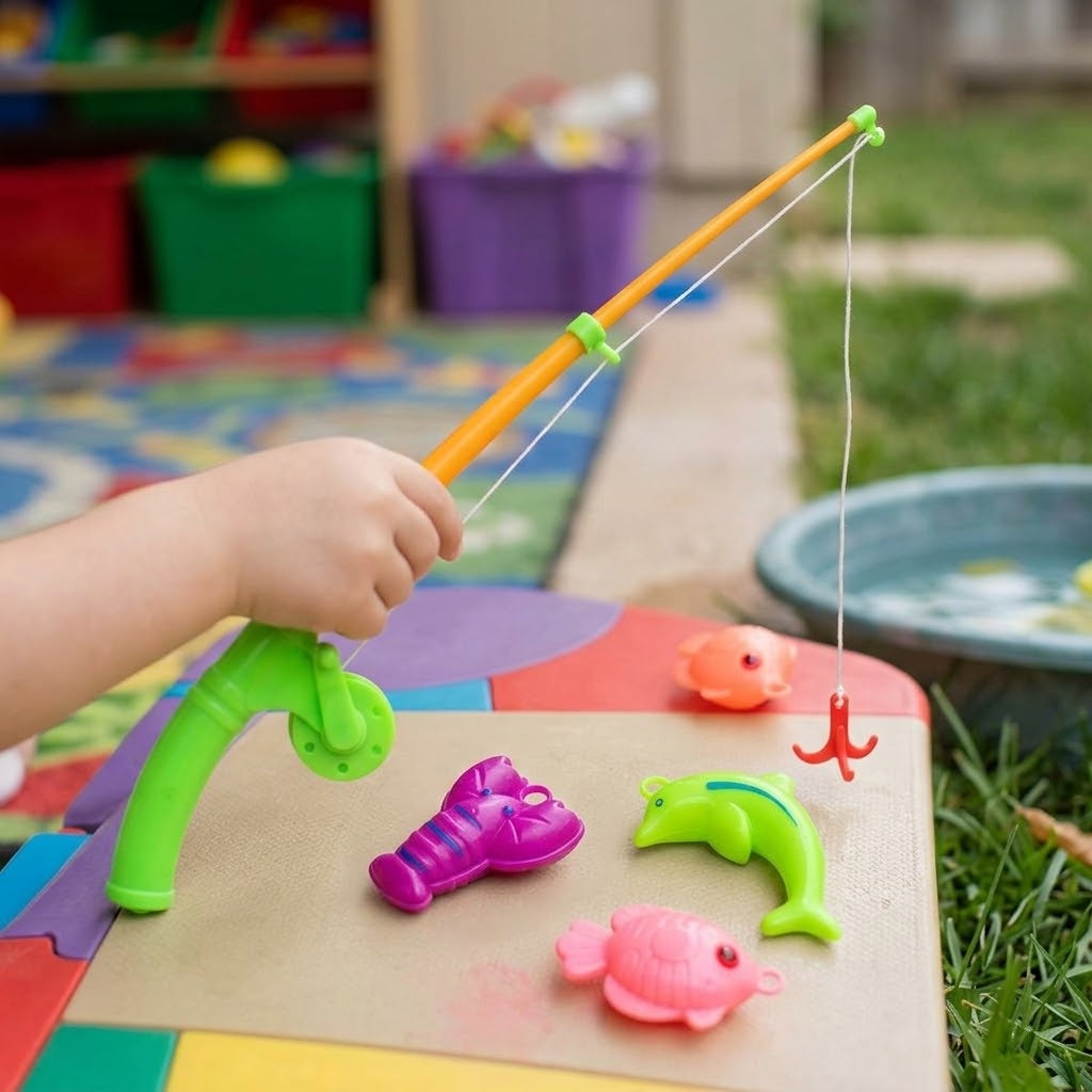 Fishing Game Kids Rod and Reel with 4 Sea Animals - lifestyle photo
