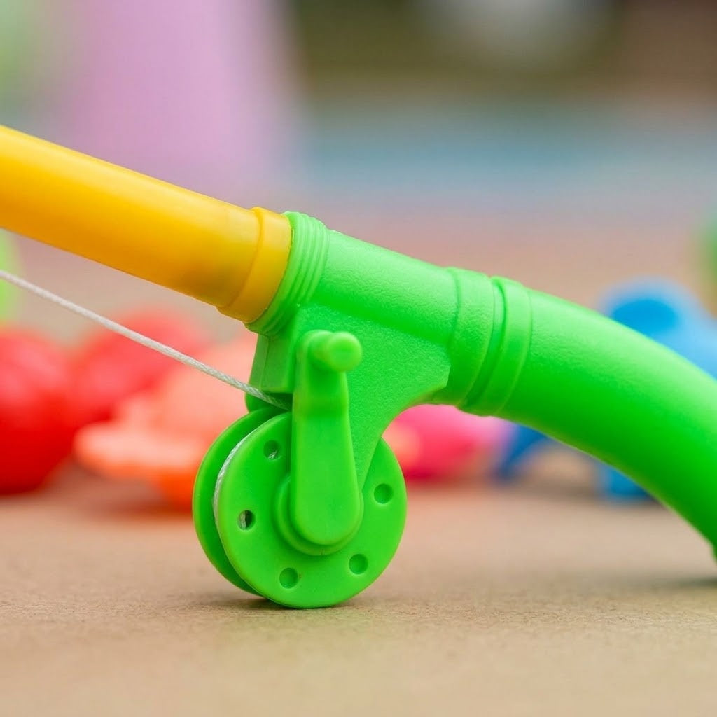 Fishing Game Kids Rod and Reel with 4 Sea Animals - close-up