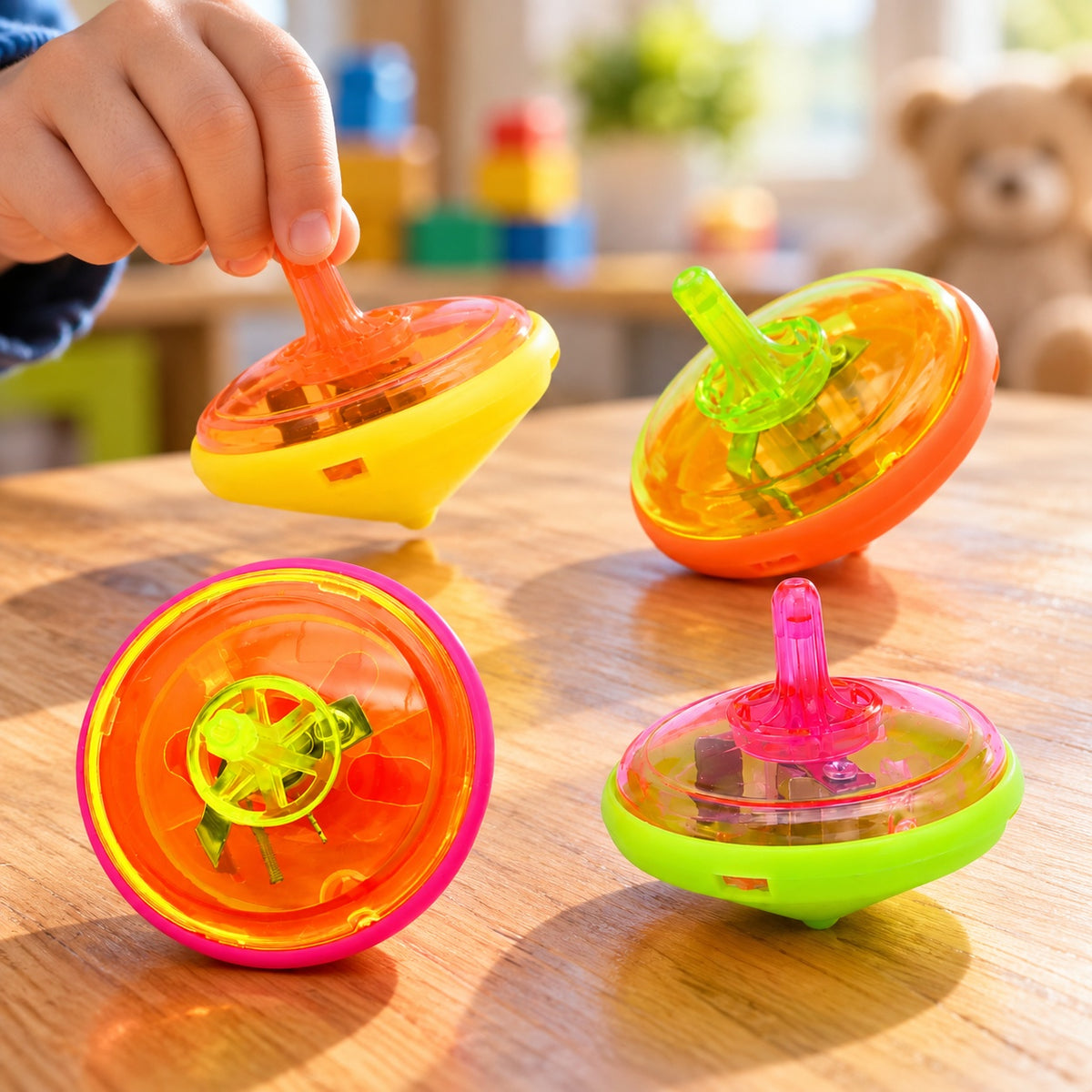 Light-Up LED Spinning Top – Party Favor 4.5 cm - lifestyle photo