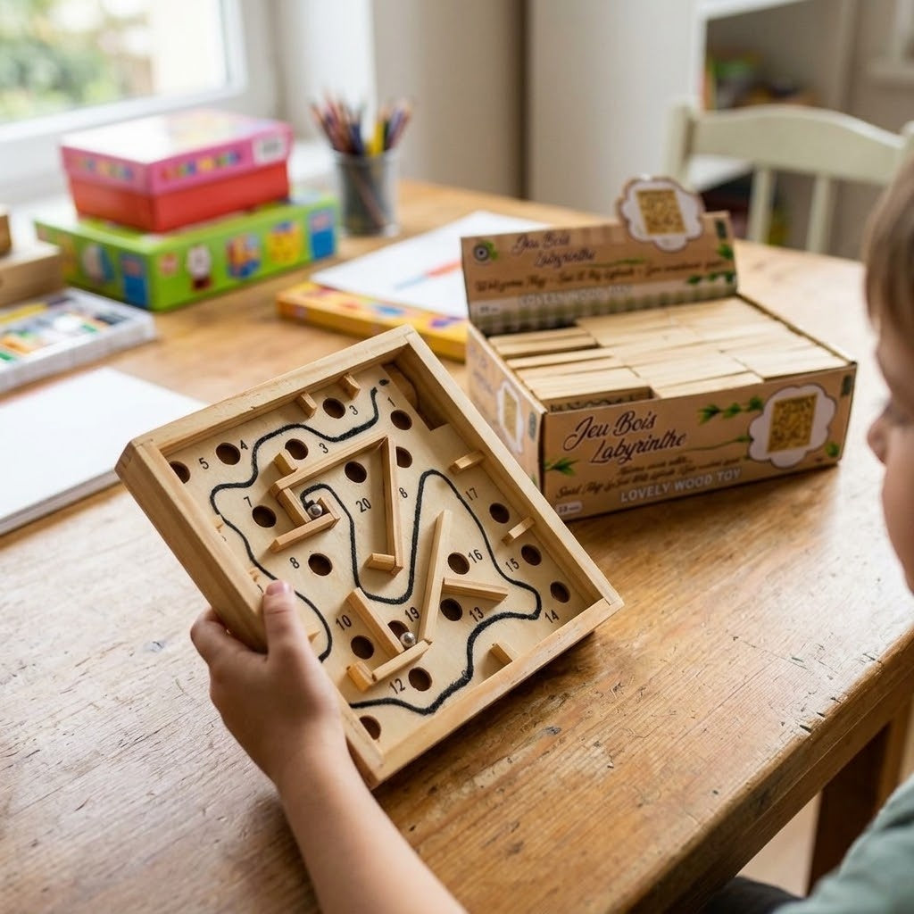 Wooden Maze Game 11.5 cm Ball Labyrinth Puzzle - lifestyle photo