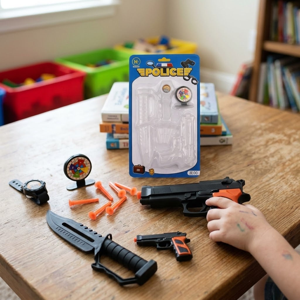 Toy Dart Gun Set with Target, Watch & Dagger - lifestyle photo