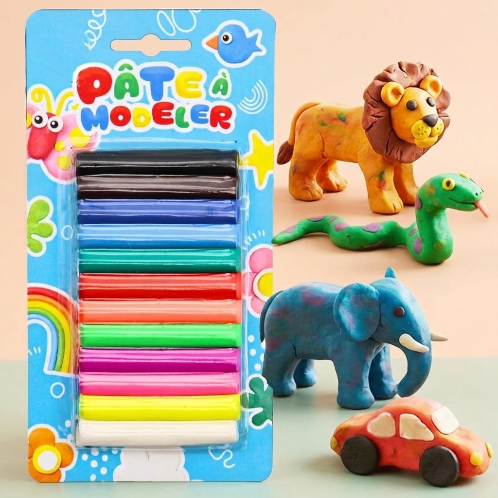 Modelling Clay 12 Bars 150 g Kids Craft Set - studio photo