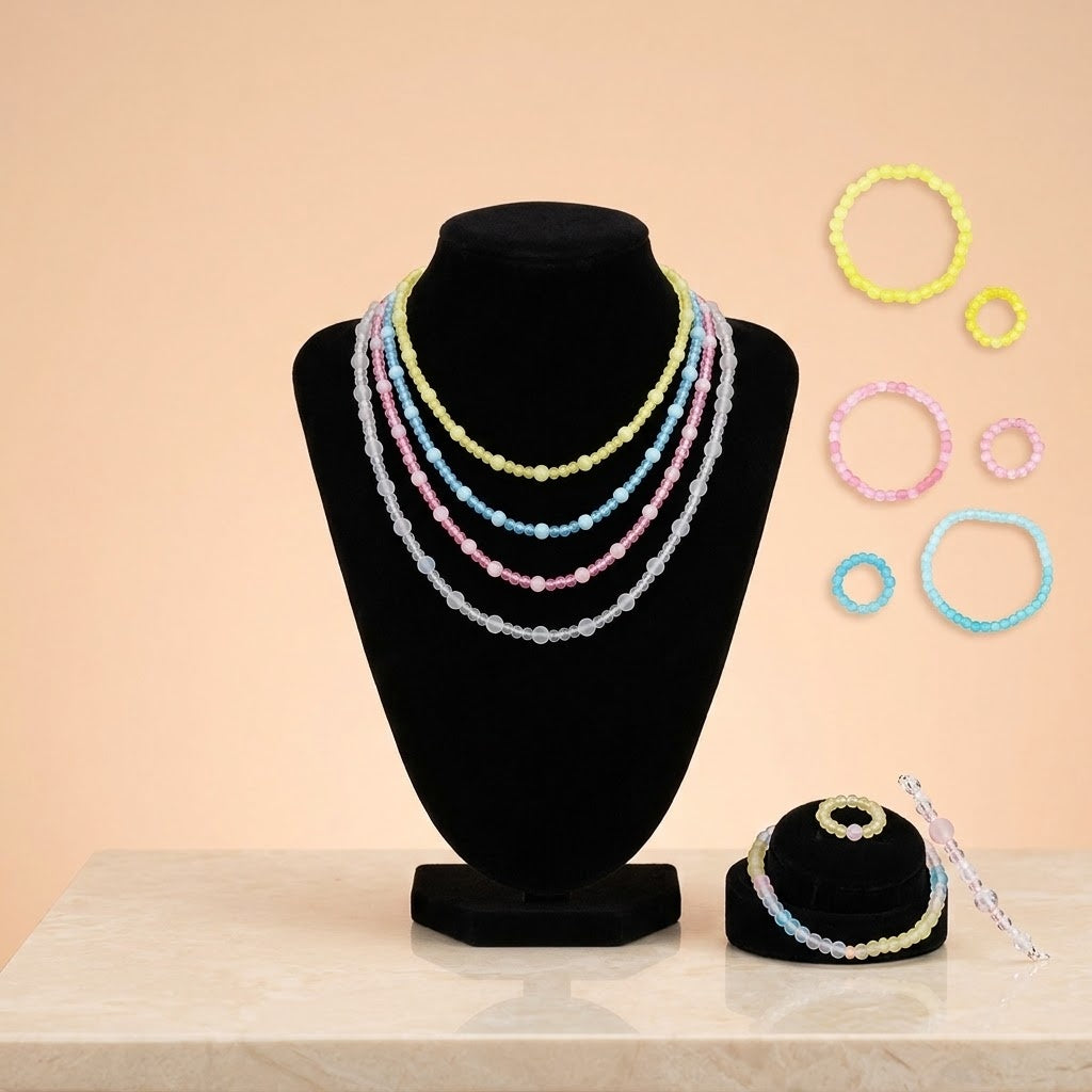Kids Jewellery Set Bracelet Necklace & Ring - studio photo