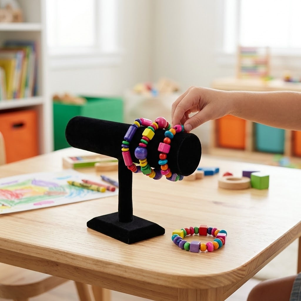 Wooden Bracelet 16 cm Plastic-Free Kids Jewellery - lifestyle photo