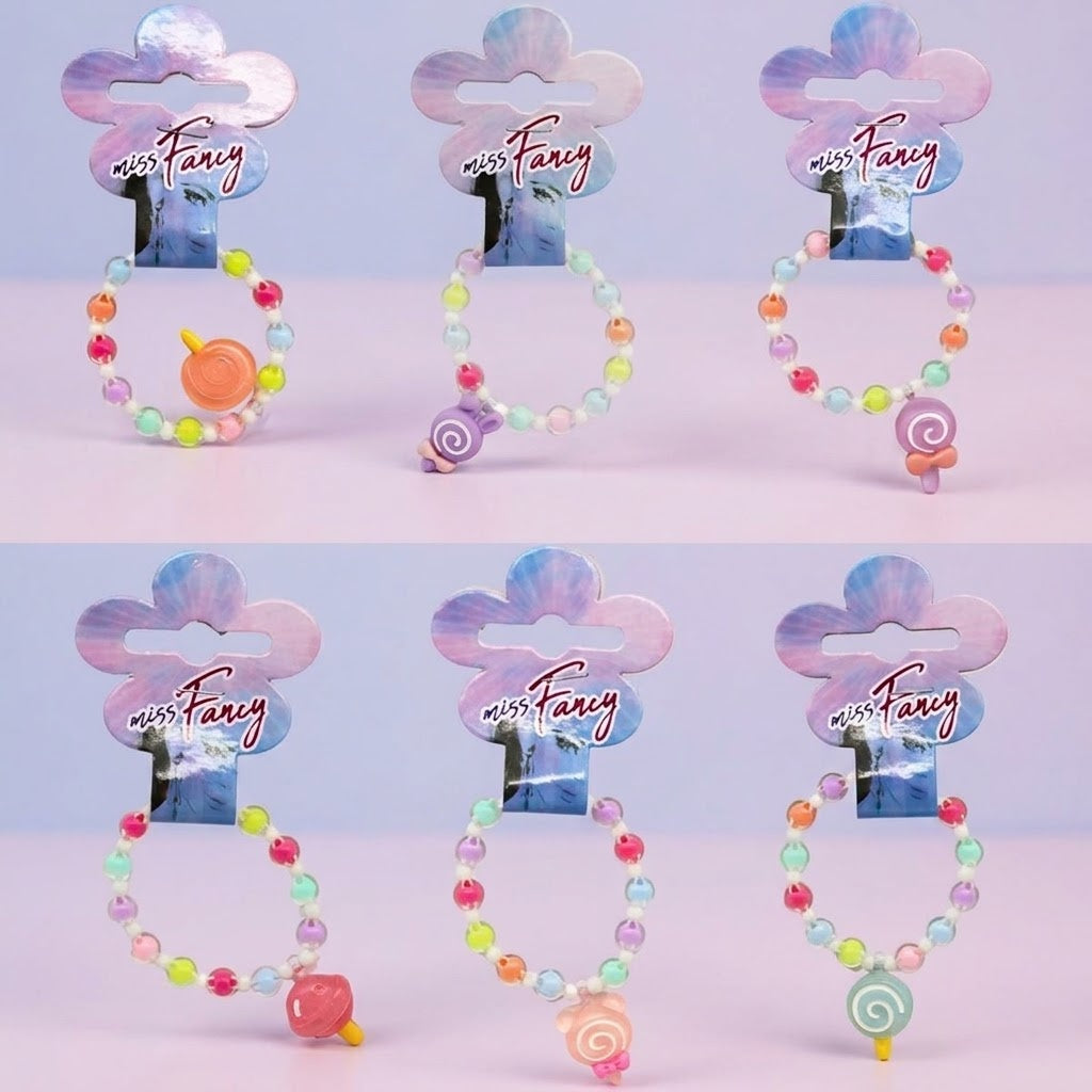Beaded Bracelet with Lollipop Charm Kids Favour - studio photo