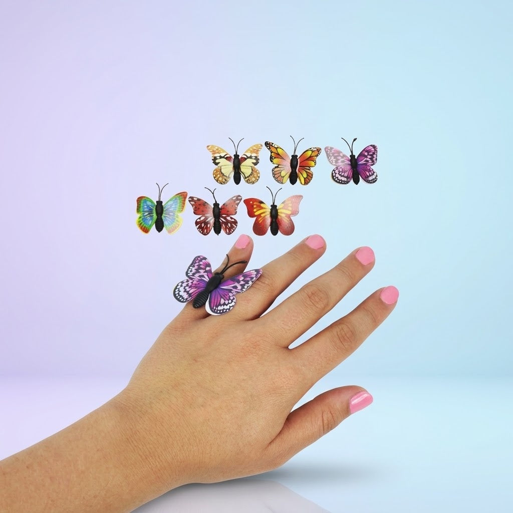 Adjustable Butterfly Ring Fantasy Kids Ring - studio photo