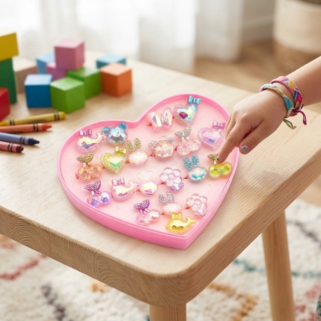 Holographic Diamond Adjustable Ring for Kids - lifestyle photo