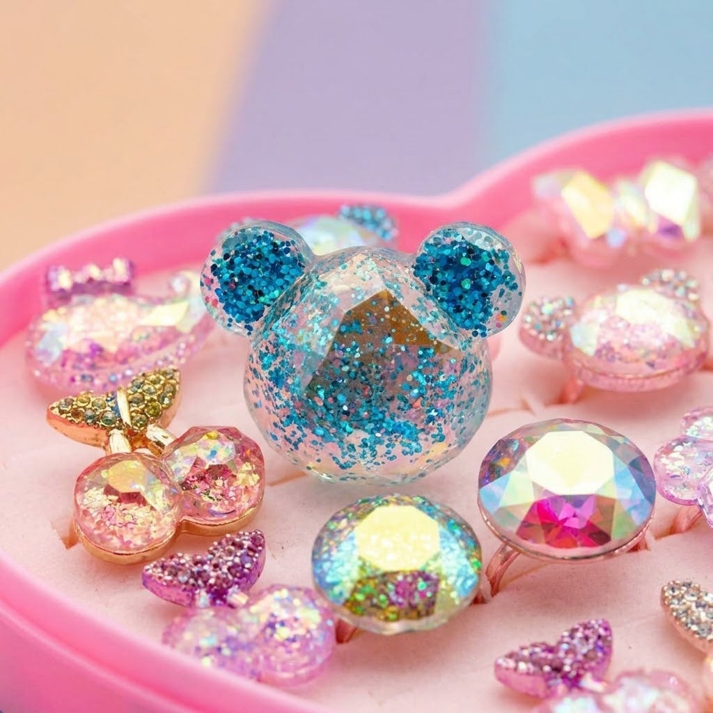 Holographic Diamond Adjustable Ring for Kids - close-up