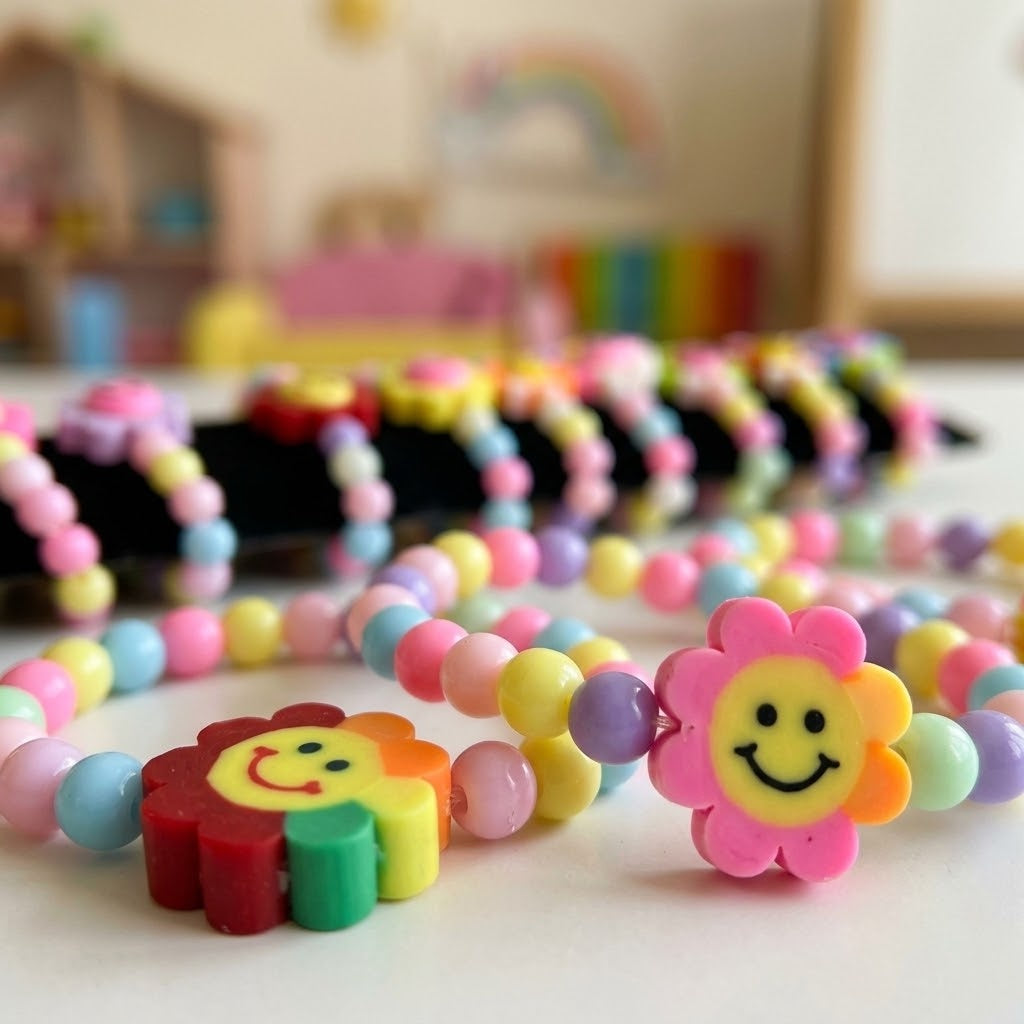 Elastic Flower Bracelet for Kids Party Favour - close-up