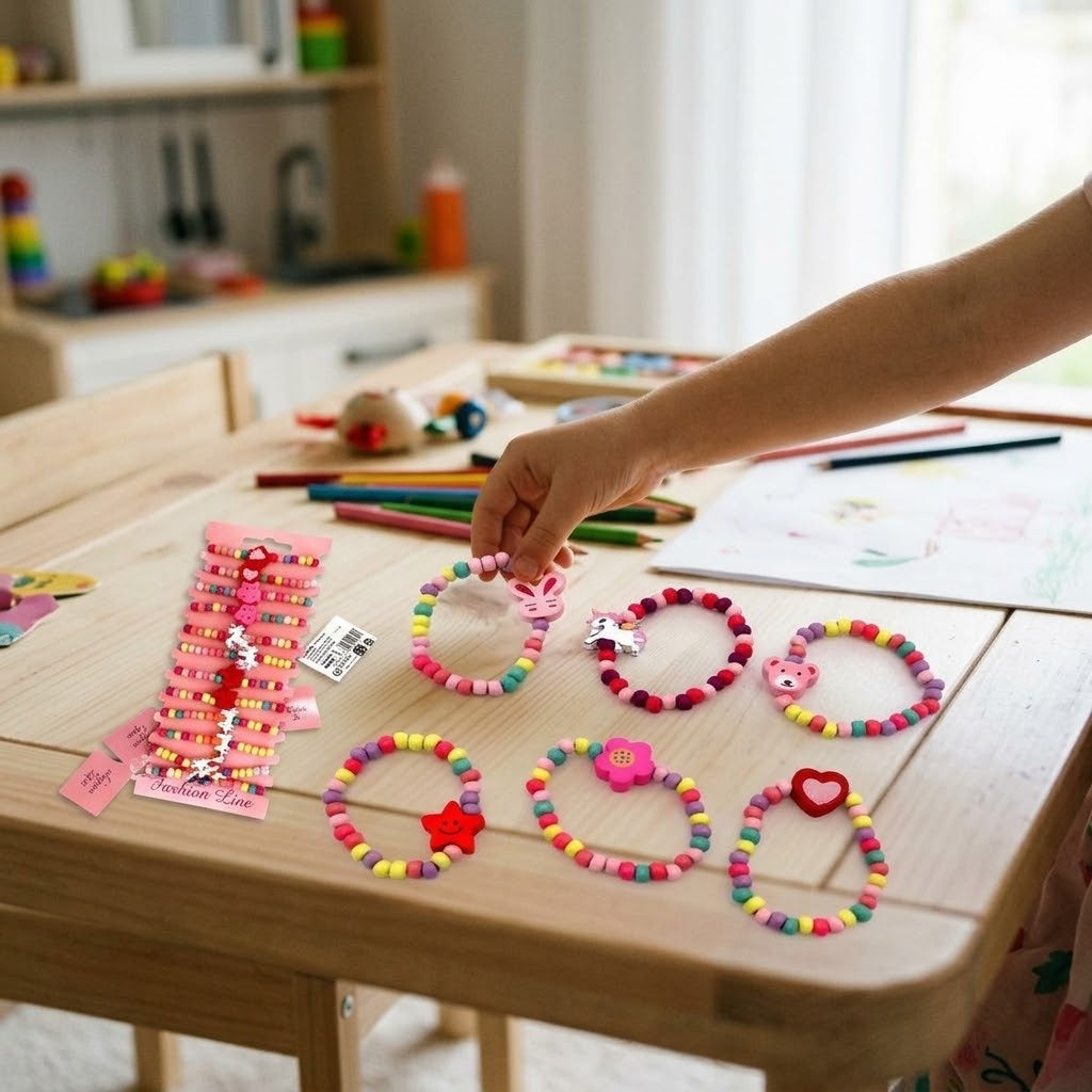 Wooden Bracelet with Figurine Pendant for Kids - lifestyle photo