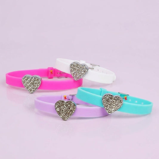 Silicone Heart Bracelet with Rhinestone Charm - studio photo