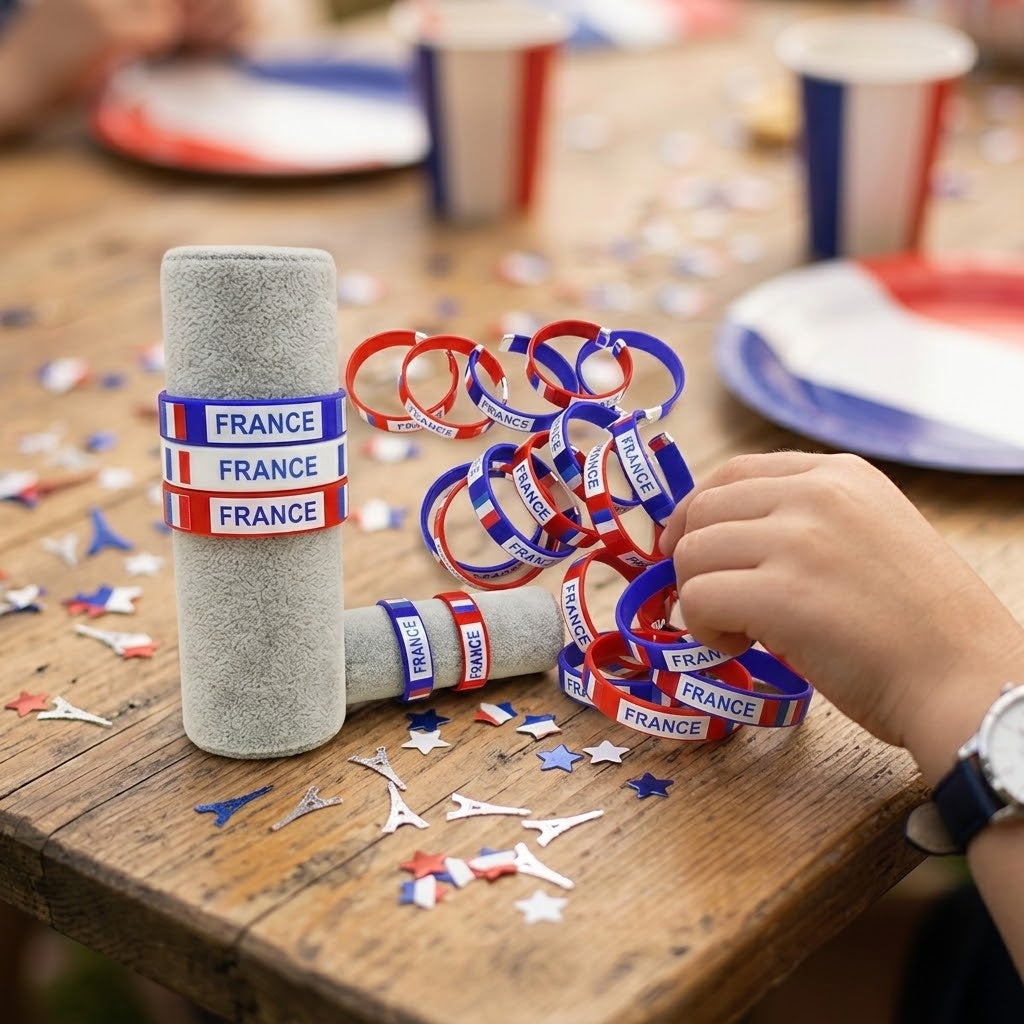 France Supporter Bracelet Football Fan Wristband - lifestyle photo