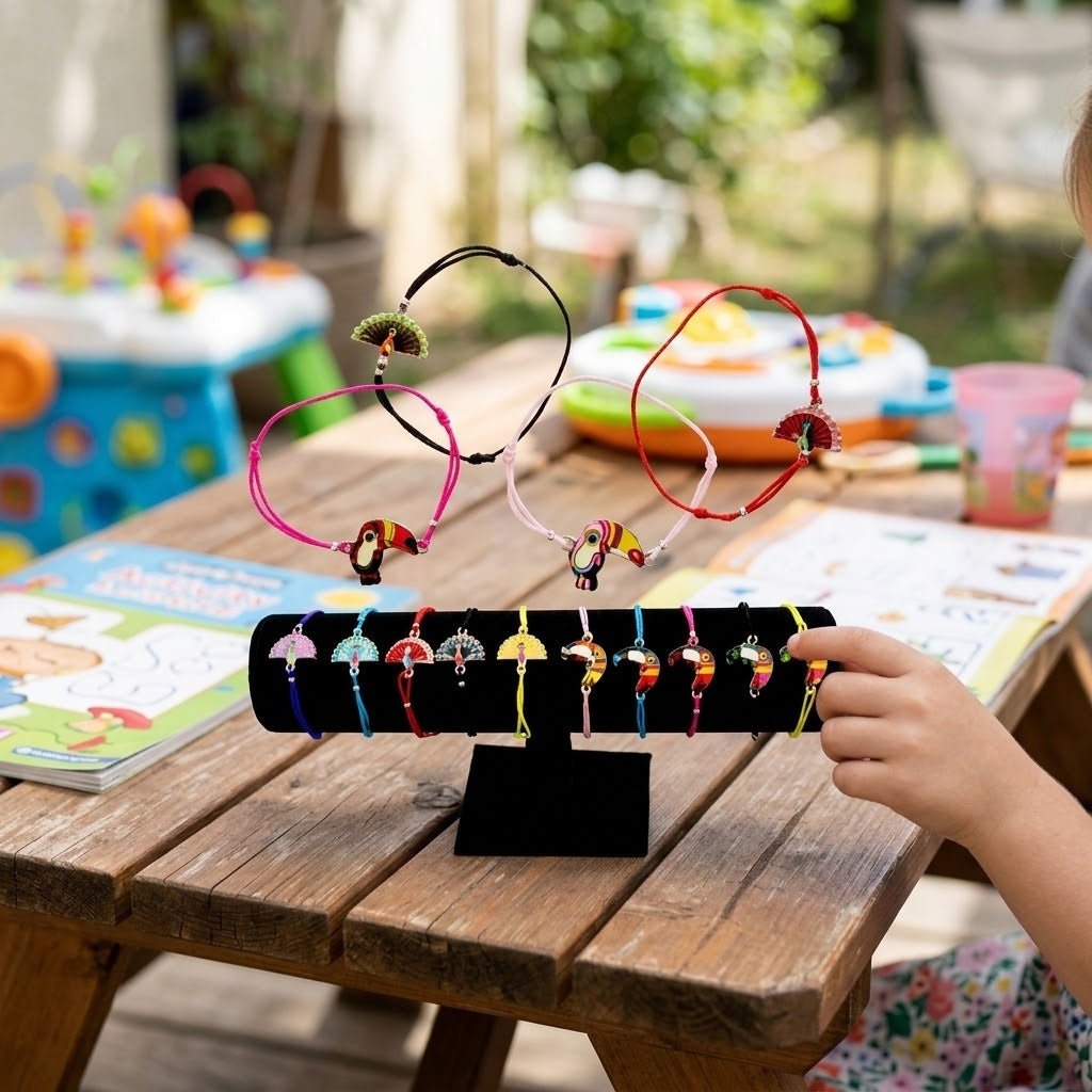 Elastic Bracelet with Toucan or Peacock Charm - lifestyle photo