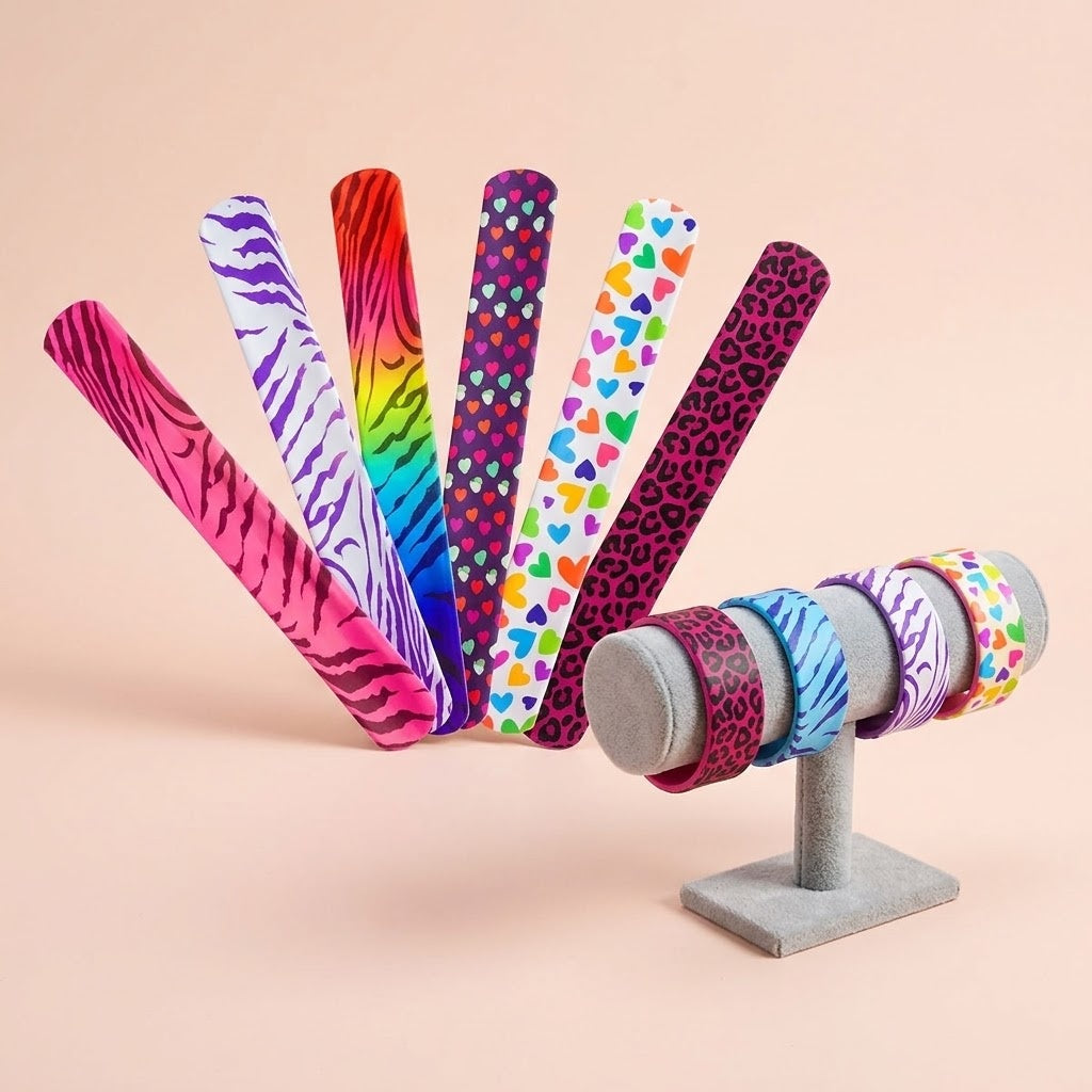 Slap Bracelet Snap Clap Band Kids Party Favours - studio photo