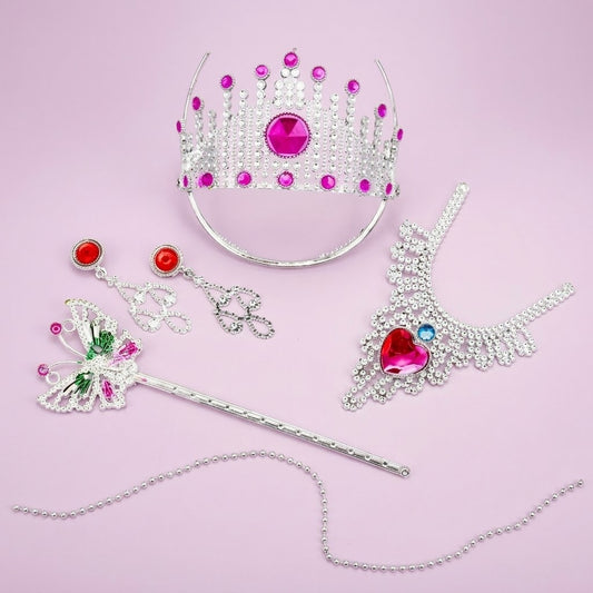 Princess Beauty Set with Tiara & Jewellery, 5 Pieces - studio photo