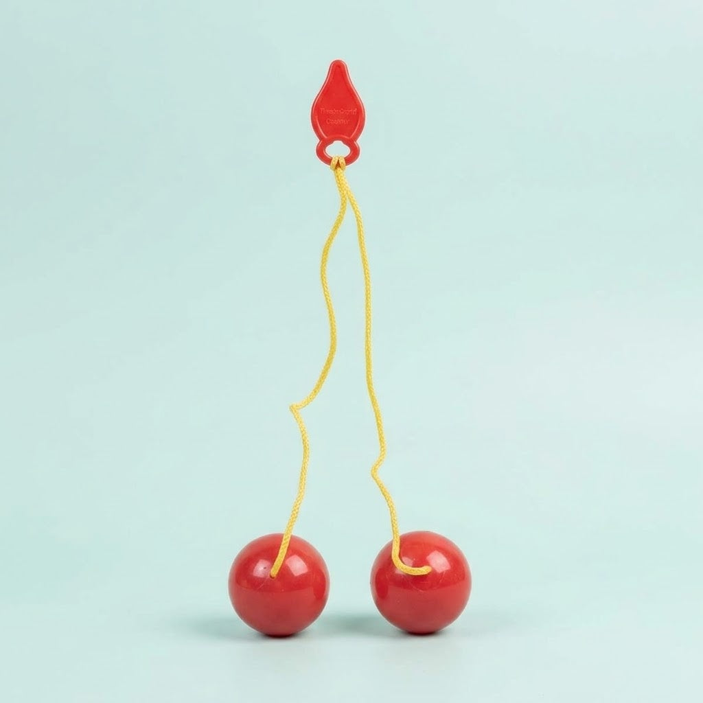 Clacker Balls Retro Toy with Handle 3.5 cm - studio photo
