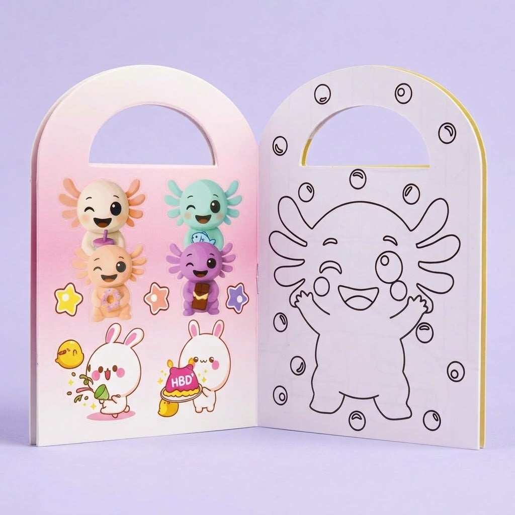 Kawaii Colouring Book with Stickers Party Favours - studio photo