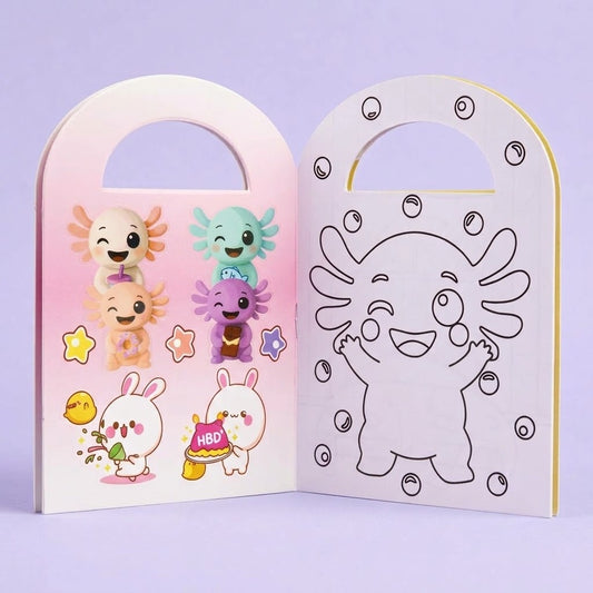 Kawaii Colouring Book with Stickers Party Favours - studio photo