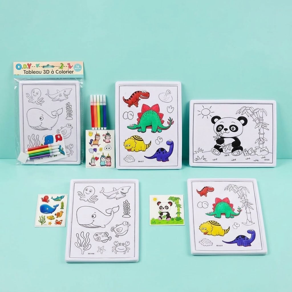 3D Relief Colouring Picture with Felt Tips 19.5 x 25 cm - studio photo
