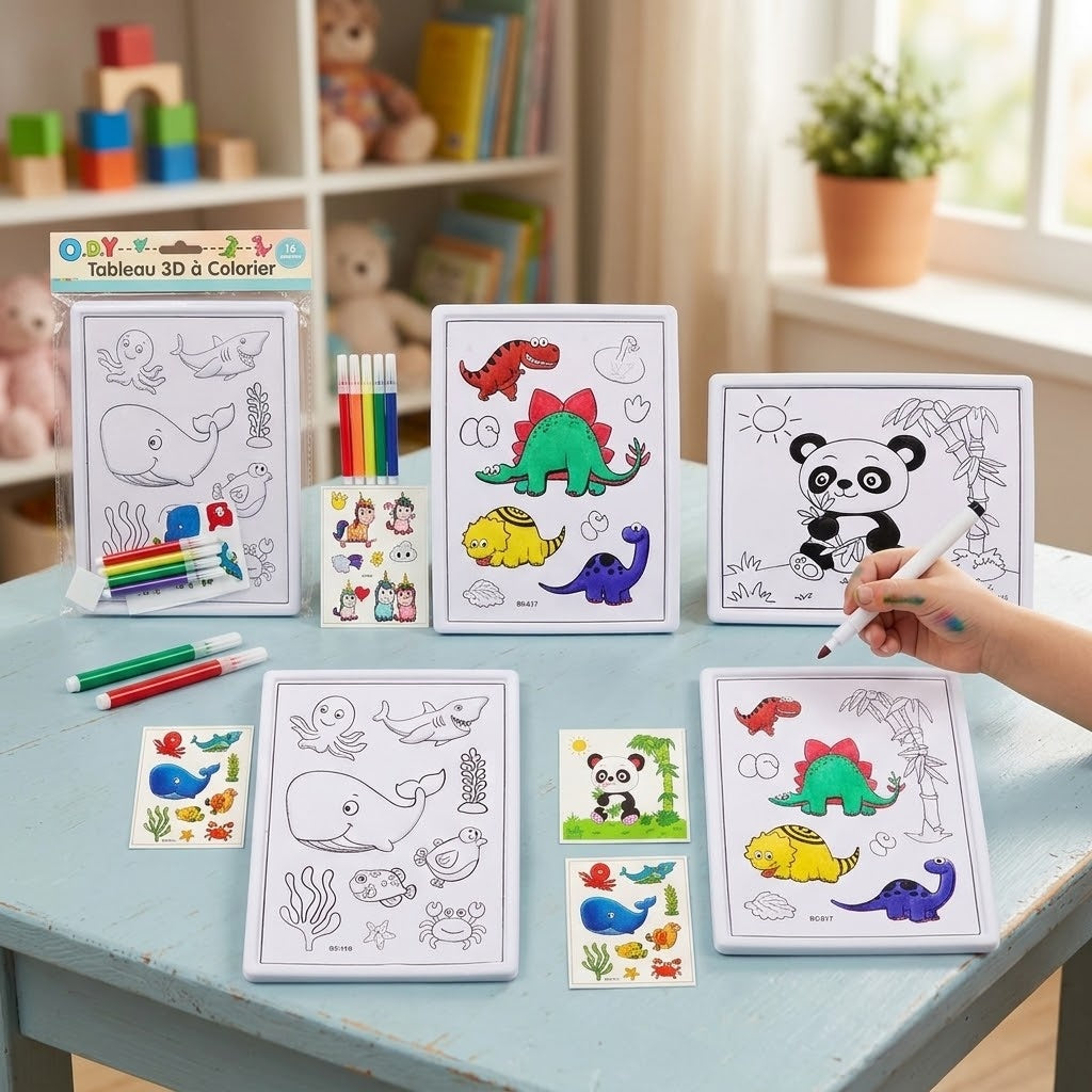 3D Relief Colouring Picture with Felt Tips 19.5 x 25 cm - lifestyle photo