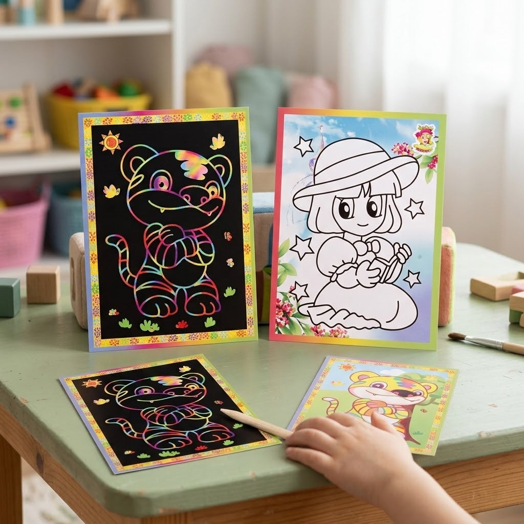 Magic Scratch Art and Colouring Card - lifestyle photo