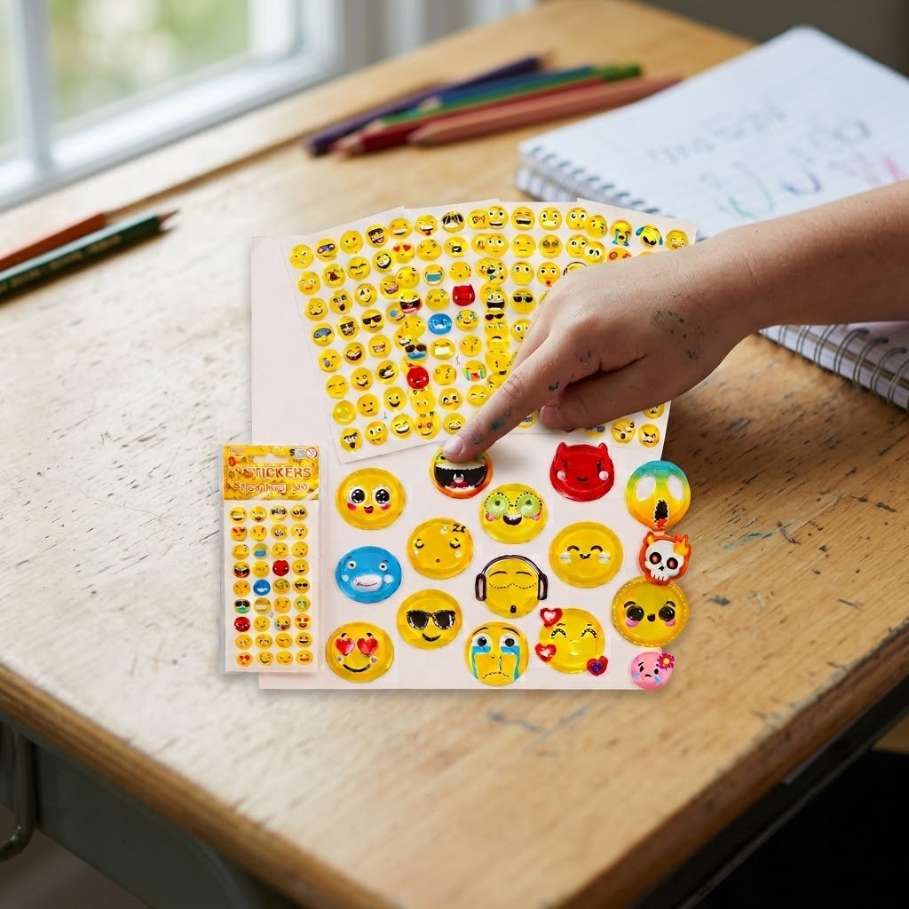 Funny Emoji 3D Puffy Stickers Sheet of 32 - lifestyle photo