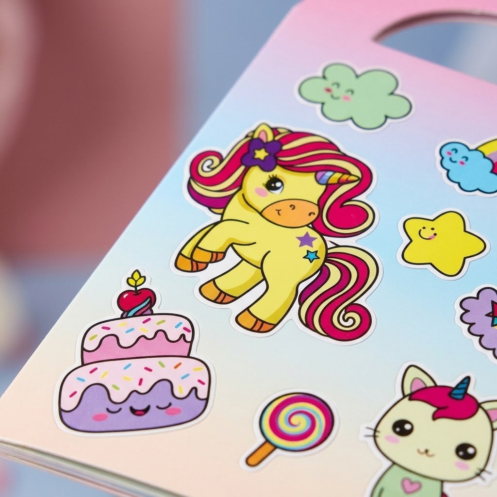 Unicorn Colouring Book with Stickers Party Favours - close-up