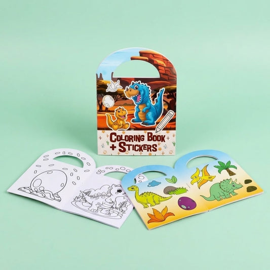 Dinosaur Colouring Book with Stickers Party Favours - studio photo