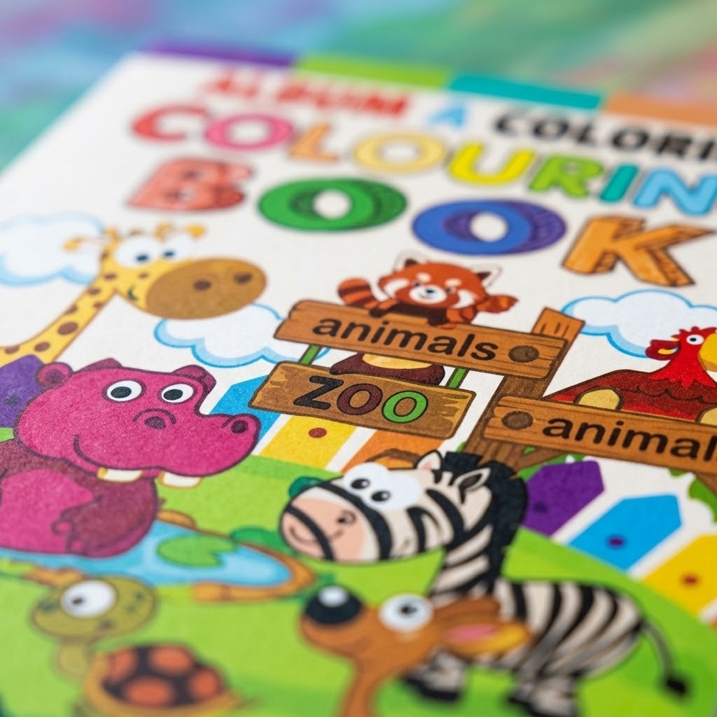 Kids Colouring Book 26 x 19 cm 16 Pictures & Games - close-up
