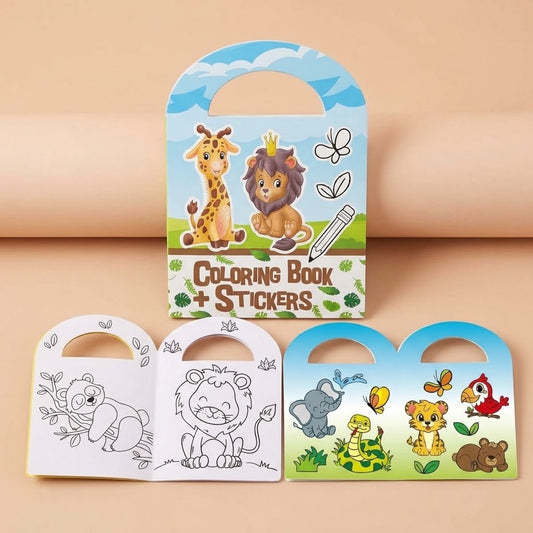Jungle Animals Colouring Book with Stickers - studio photo