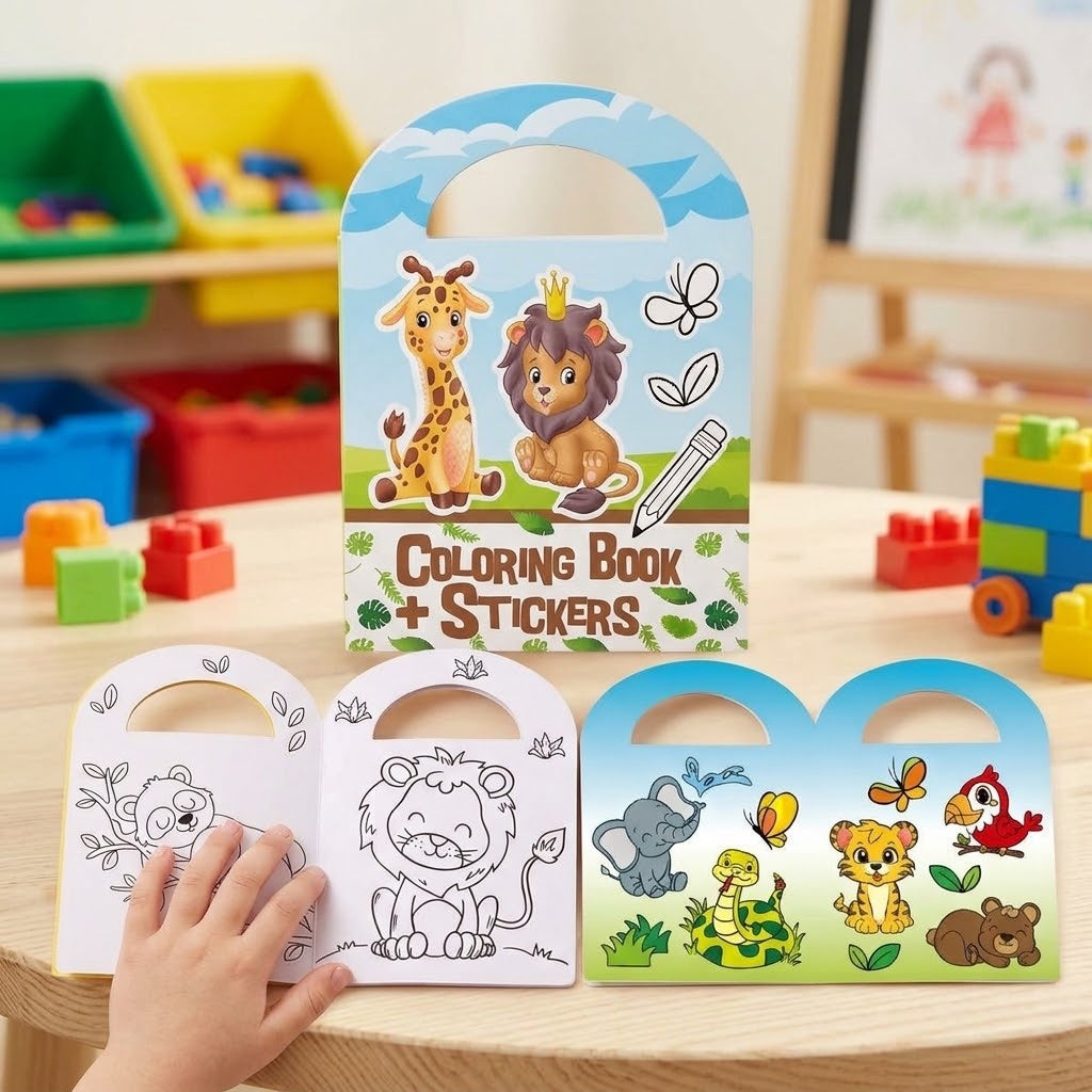 Jungle Animals Colouring Book with Stickers - lifestyle photo