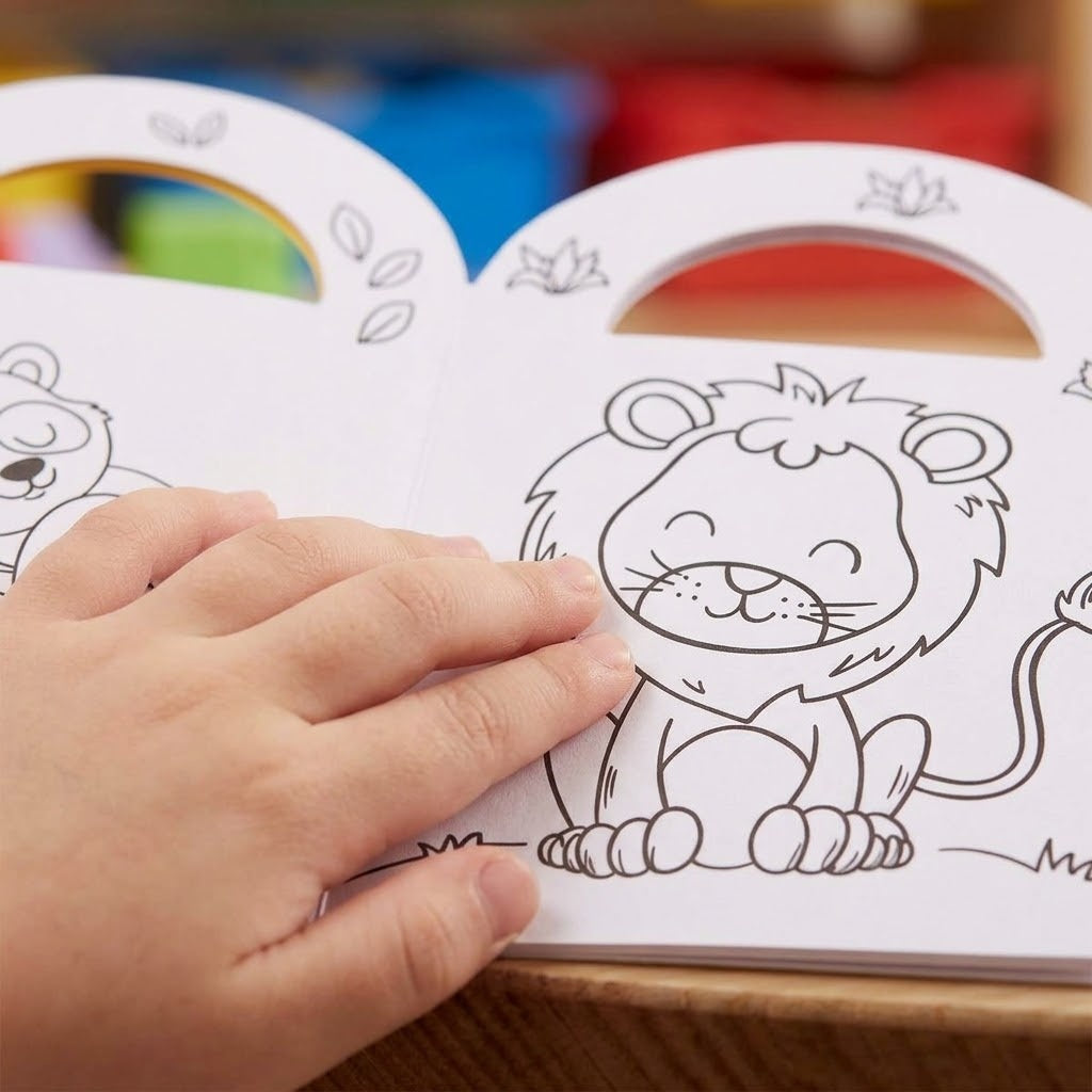 Jungle Animals Colouring Book with Stickers - close-up