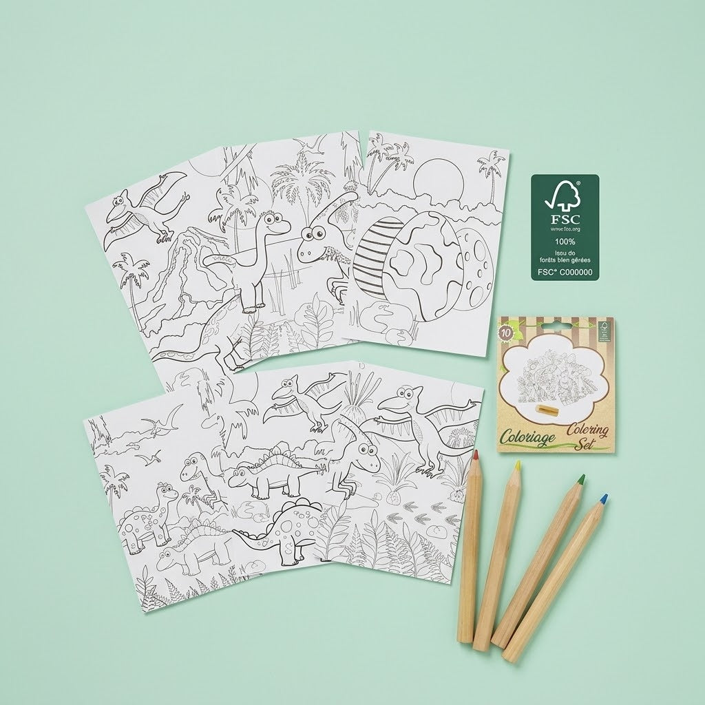 Dinosaur Colouring Sheets Pouch 6 Sheets & 4 Pencils - studio photo