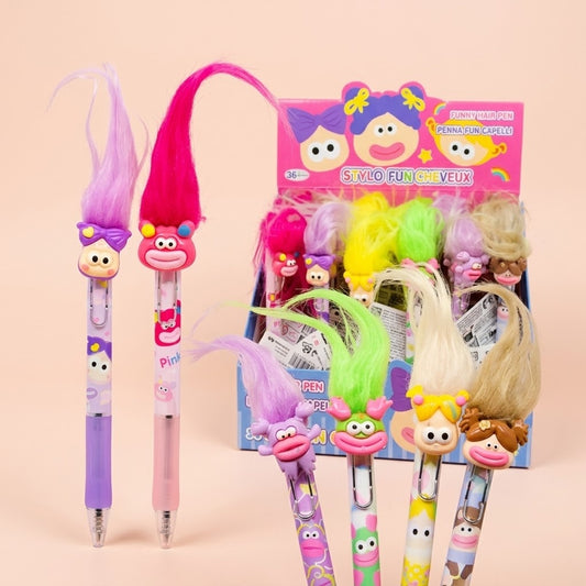 Funny Hair Ballpoint Pen 14.5 cm Novelty Pen - studio photo