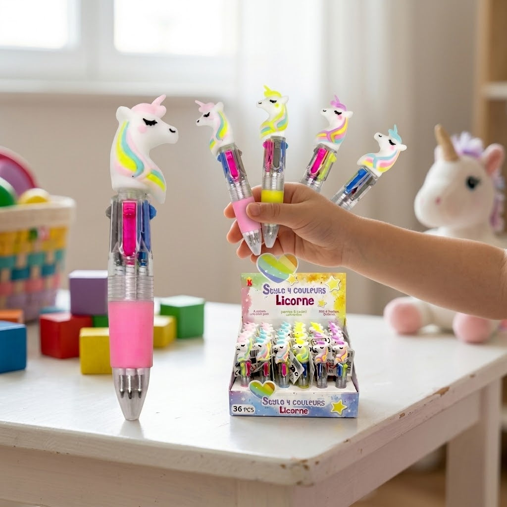 Unicorn 4-Colour Ballpoint Pen Party Favours - lifestyle photo