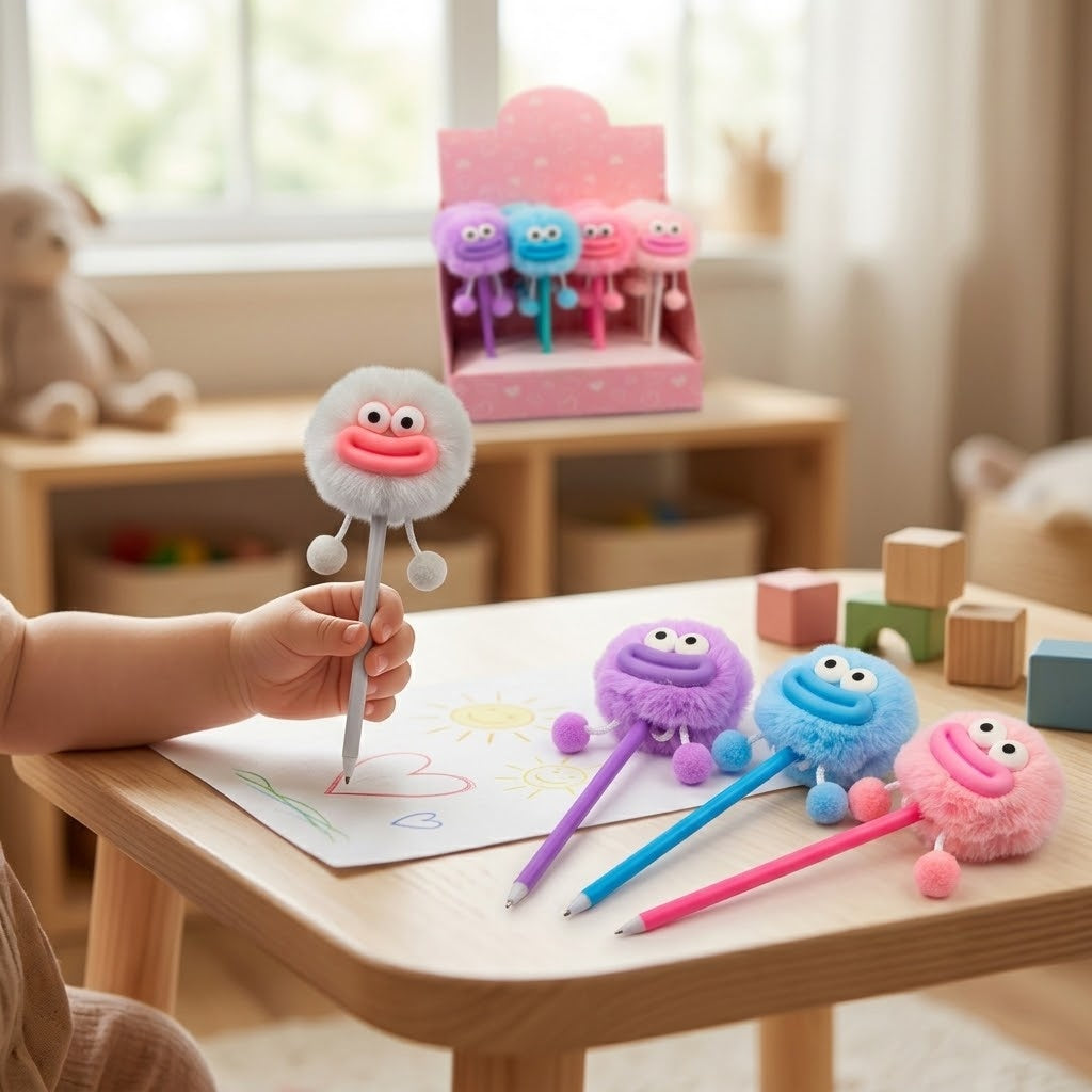 Big Lips Pompom Pen 23 cm Novelty Ballpoint - lifestyle photo