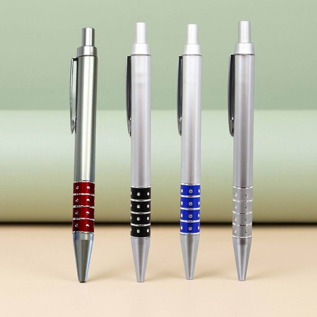 Diamond Effect Metallic Ballpoint Pen 14 cm - studio photo