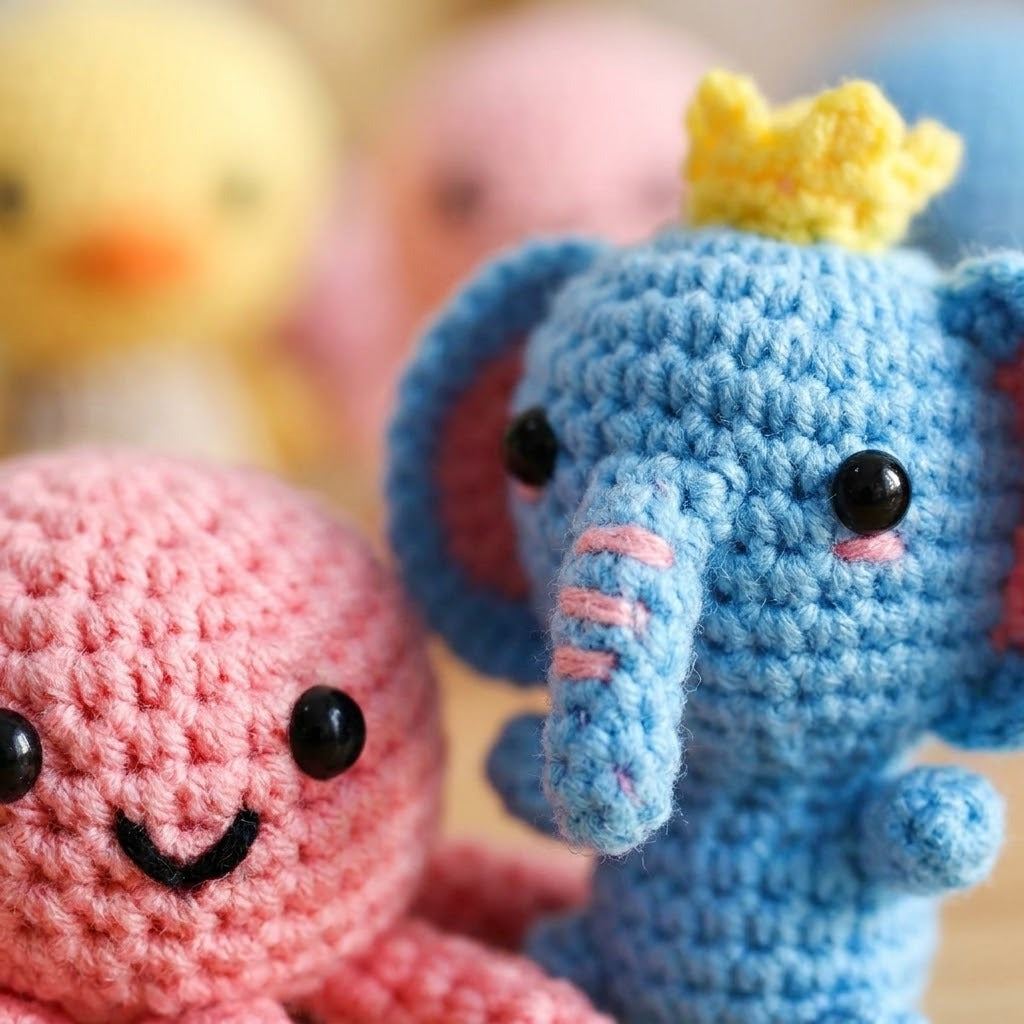Beginner Crochet Kit Amigurumi Animal – 4 Assorted Designs - close-up