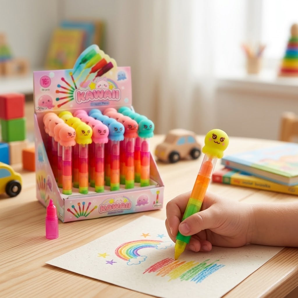Kawaii Octopus Highlighter Pen 4 Neon Colours - lifestyle photo