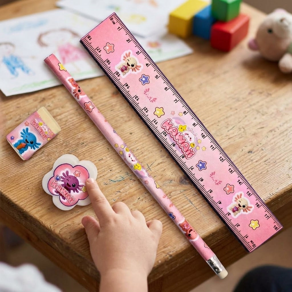 Kawaii Axolotl Stationery Set 4 Pieces - lifestyle photo