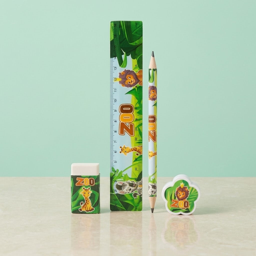 Zoo Animals Stationery Set 4 Pieces Party Favours - studio photo