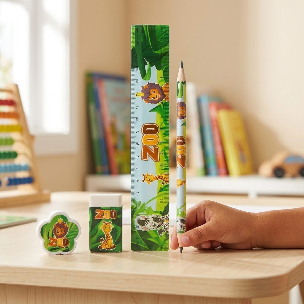 Zoo Animals Stationery Set 4 Pieces Party Favours - lifestyle photo