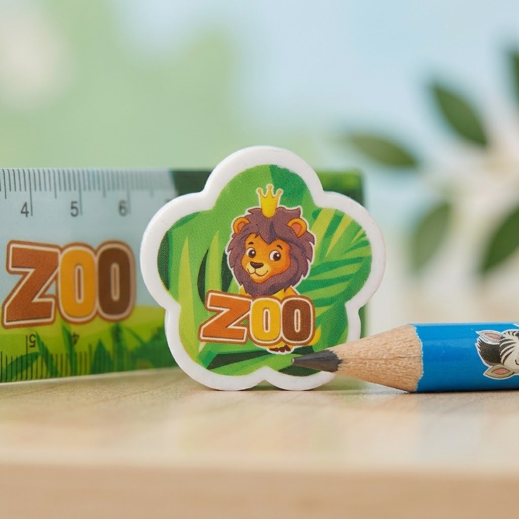 Zoo Animals Stationery Set 4 Pieces Party Favours - close-up