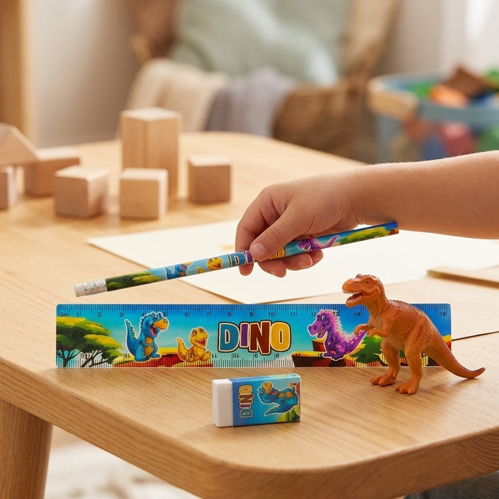 Dinosaur Stationery Set 4 Pieces Party Favours - lifestyle photo
